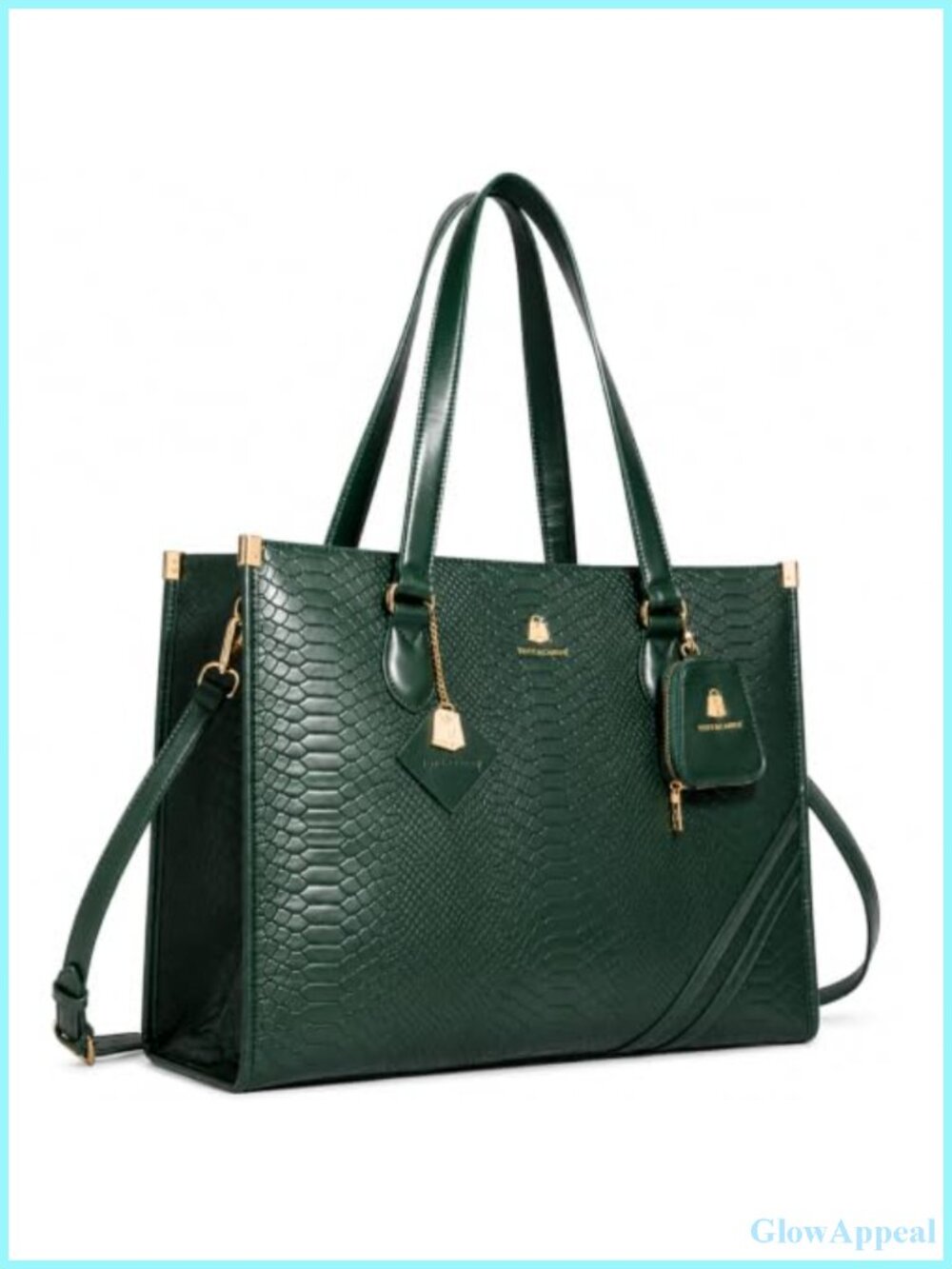 Vegan Leather Tote Bag Laptop Crossbody Messenger Faux Snakeskin Purse